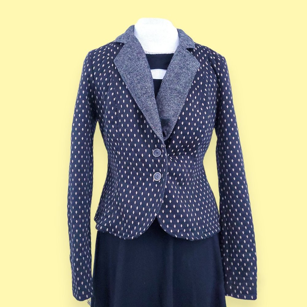 Free People Blazer in Black and Gold with Tweed S